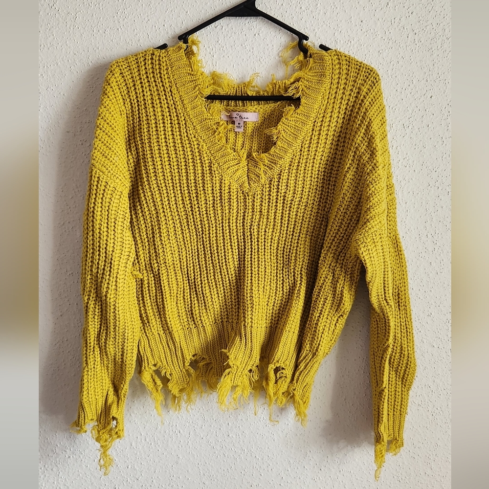 Love Tree Yellow Boho Sweater